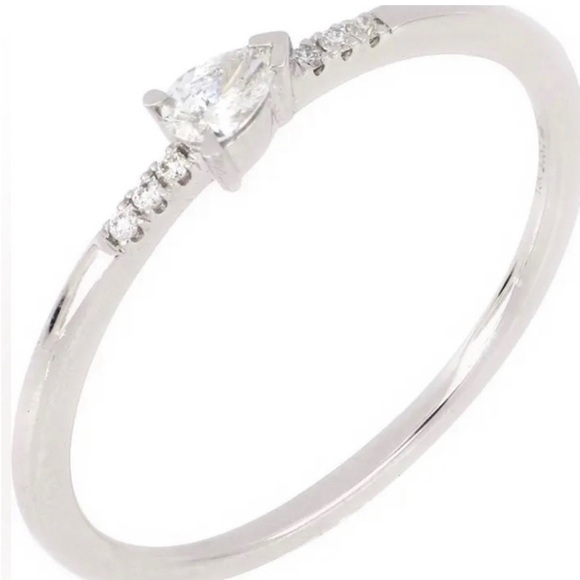 Bony Levy Liora 18k white gold sz 6 teardrop diamond - Picture 2 of 7